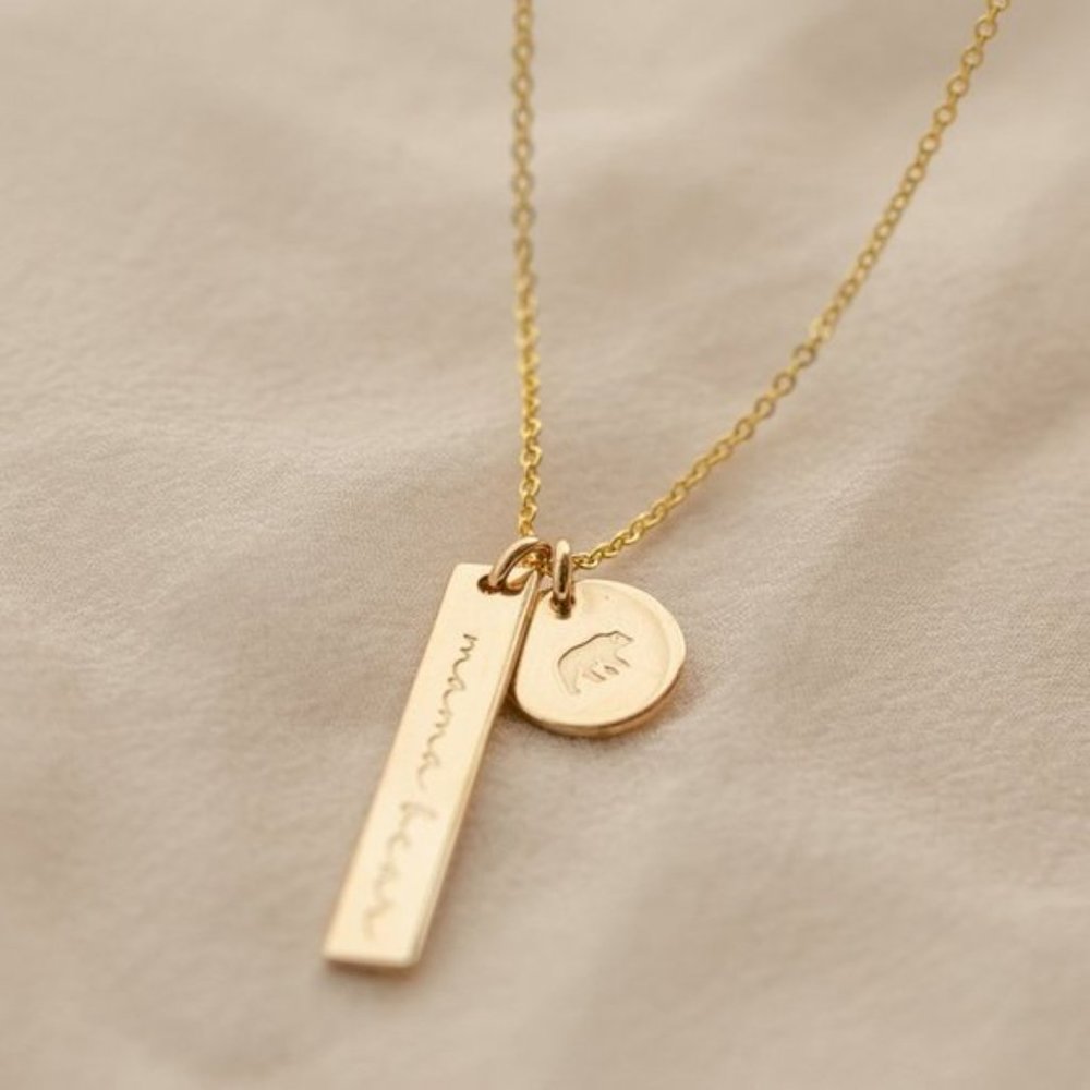 “Motherly Love” Mama Bear Pendant Layered Necklace - Picture 8 of 13